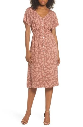 Women's Knot Sisters Farrell Floral Smock Waist Dress - Coral