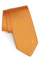 Men's Salvatore Ferragamo Gaudio Print Silk Tie, Size - Orange