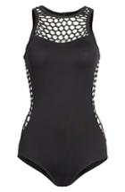 Women's Seafolly 'mesh About' High Neck One-piece Swimsuit Us / 8 Au - Black