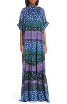 Women's Opening Ceremony Mixed Floral Print Maxi Dress /small - Blue