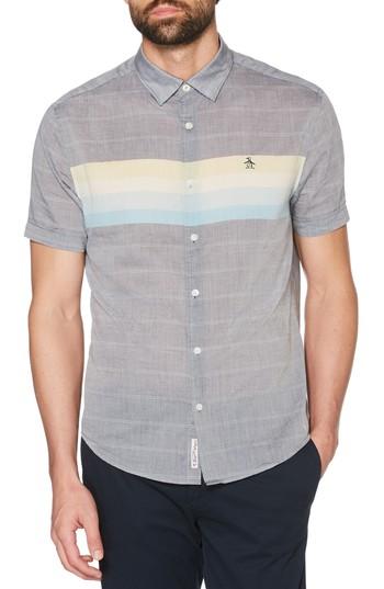 Men's Original Penguin Engineered Stripe Shirt - Blue