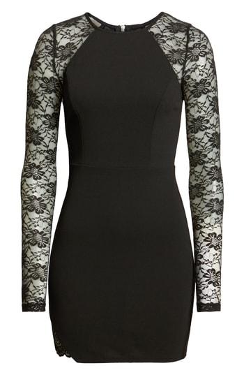 Women's Love, Nickie Lew Lace Sleeve Body-con Dress - Black