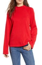 Women's Bp. Lettuce Hem Fleece Pullover - Brown