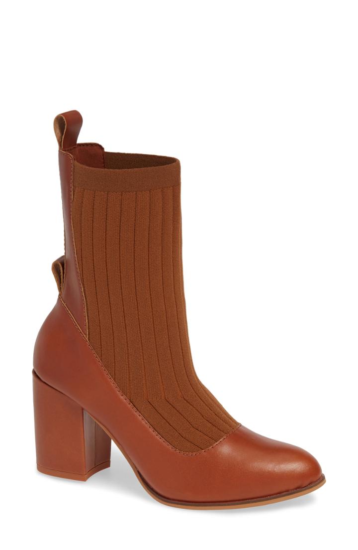 Women's Kelsi Dagger Brooklyn Warner Sock Shaft Bootie .5 M - Brown