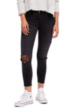 Women's Free People Fishnet Crop Skinny Jeans - Black