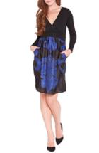 Women's Olian Medallion Print Maternity Dress - Black