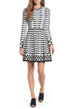 Petite Women's Eliza J Stripe Knit Fit & Flare Dress P - Green
