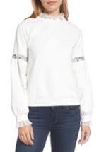 Women's Halogen Tulle And Sequin Sweatshirt - Ivory