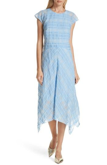 Women's Lewit Sheer Check Midi Dress - Blue