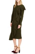 Women's J.crew Collection Ruffle-front Sweater Dress, Size - Green