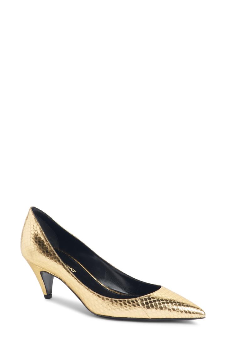 Women's Saint Laurent Pointy Toe Pump Us / 37eu - Metallic