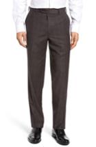 Men's Jb Britches Flat Front Plaid Wool Trousers R - Brown