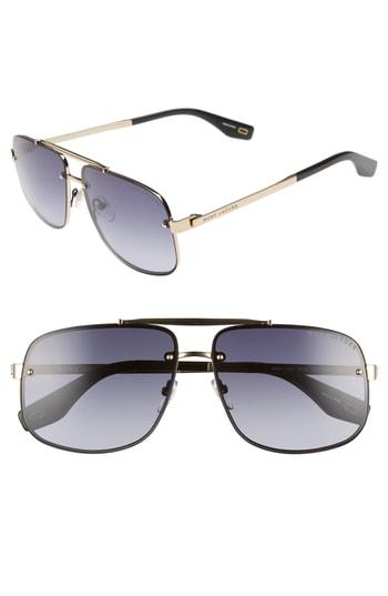 Women's Marc Jacobs 61mm Navigator Sunglasses - Black/ Gold