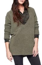 Petite Women's Santuary Delancey V-neck Sweater, Size P - Green