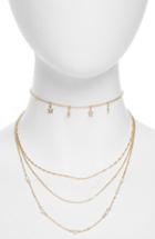 Women's Topshop Star & Imitation Pearl Multi Row Necklace