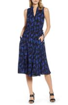 Women's Anne Klein Delphine Split Neck Georgette Dress, Size - Black