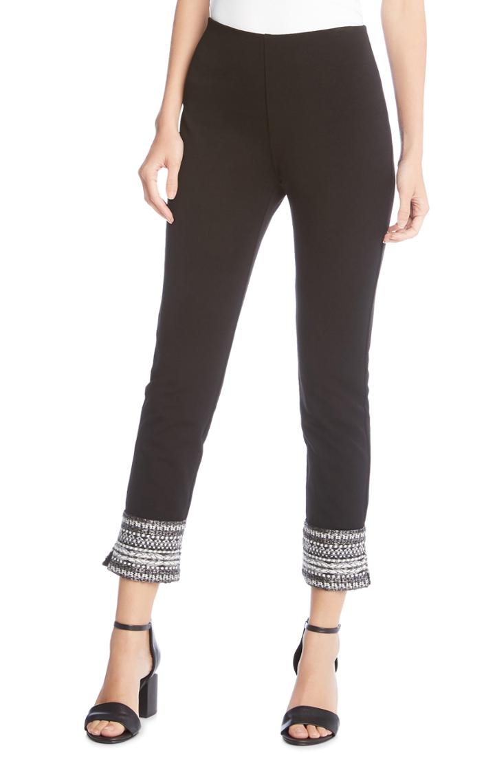 Women's Karen Kane Contrast Hem Piper Ankle Skinny Pants - Black