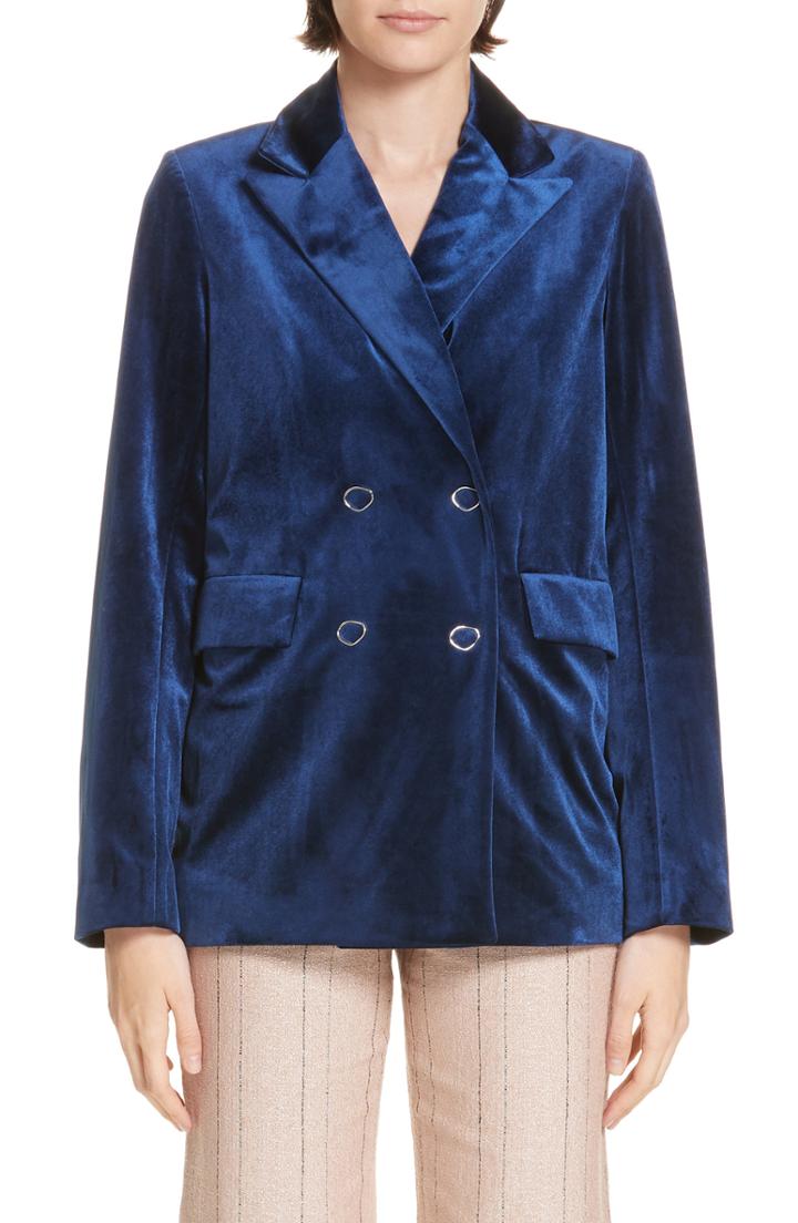 Women's Roseanna Tempo Velvet Blazer Us / 36 Fr - Blue