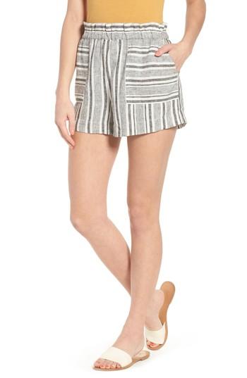 Women's Bp. Stripe Linen Blend Shorts, Size - Black
