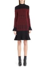 Women's Fendi Lozenge Knit Flutter Hem Dress Us / 38 It - Red