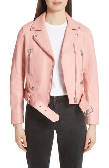 Women's Acne Studios Mock Core Leather Moto Jacket Us / 34 Eu - Brown