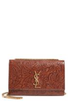 Saint Laurent Medium Kate Floral Tooling Embossed Leather Crossbody Bag - Brown