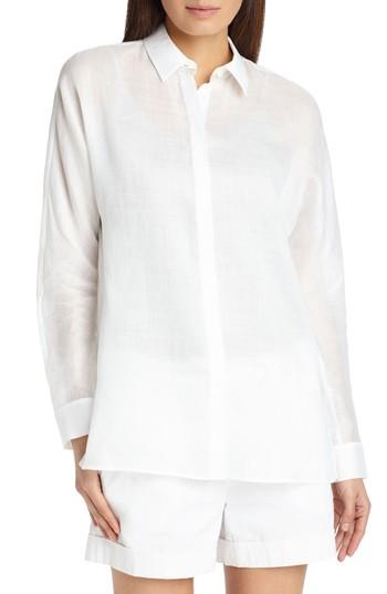Women's Lafayette 148 New York Alyssa Gemma Cloth Blouse, Size - White