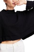 Women's Free People Waking In Hueco Crop Sweater - Black