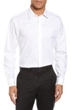 Men's Nordstrom Men's Shop Tech-smart Trim Fit Stretch Solid Dress Shirt - 34/35 - White