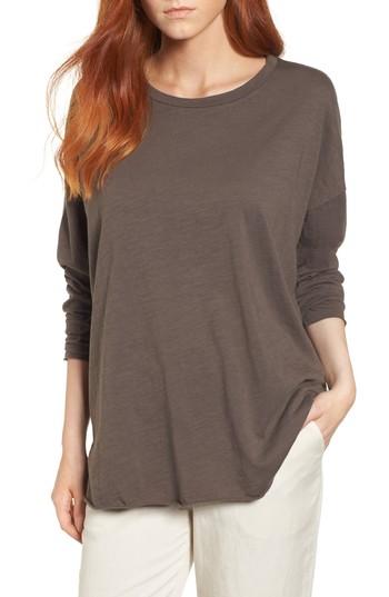 Women's Eileen Fisher Organic Cotton Knit Top, Size - Grey