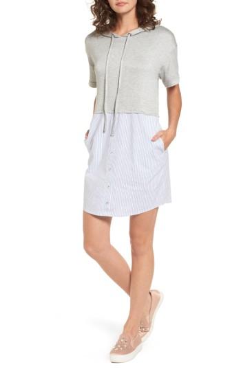 Women's Socialite Mixed Media Hoodie Dress - Grey