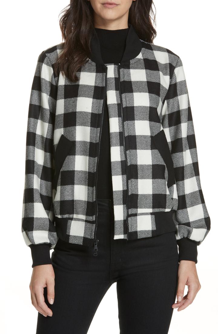Women's Milly Check Plaid Bomber Jacket - White