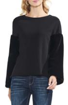 Women's Vince Camuto Fleece Sleeve Sweatshirt, Size - Black