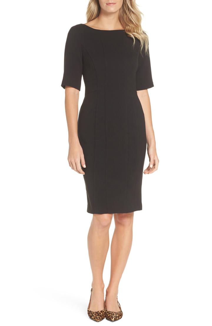 Women's Eliza J Bateau Neck Crepe Sheath