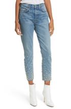 Women's Grlfrnd Faux Pearl & Crystal Embellished Rigid High Waist Skinny Jeans