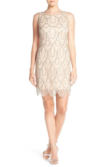 Women's Pisarro Nights Embellished Mesh Sheath Dress - Pink