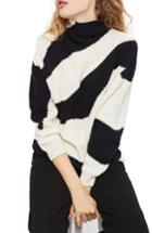 Women's Topshop Patterned Funnel Neck Sweater Us (fits Like 0) - Blue