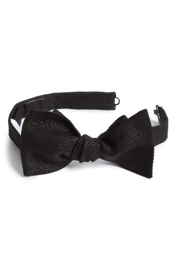 Men's Eton Solid Silk Blend Bow Tie, Size - Black