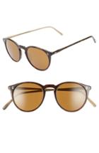 Men's Oliver Peoples O'malley 48mm Round Sunglasses - Horn Brown