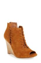 Women's Linea Paolo 'wren' Peep Toe Wedge Bootie M - Brown