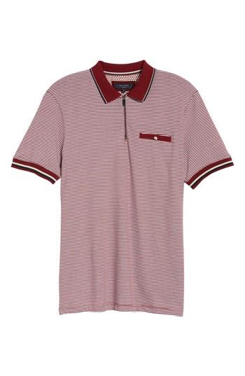 Men's Ted Baker London Whiptt Trim Fit Zip Polo Tall - Red