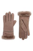 Women's Ugg Slim Genuine Shearling Tech Gloves - Grey