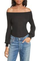 Women's Autumn Cashmere Metallic Cashmere & Silk Blend Off The Shoulder Top - Black