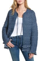 Women's Current/elliott The Cable Fringe Sweater - Blue