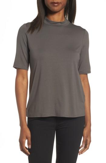 Women's Eileen Fisher Mock Neck Jersey Top - Brown