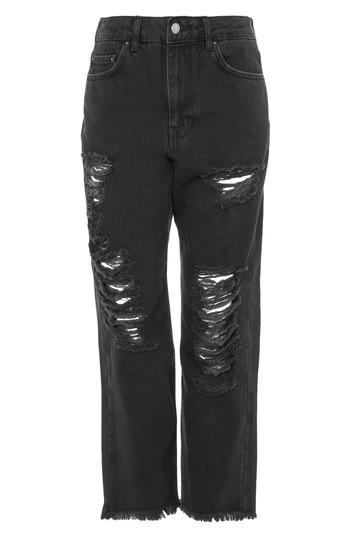 Women's Topshop Boutique Distressed Jeans Us (fits Like 0) X - Black