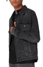 Men's Topman Oversize Black Denim Jacket, Size - Black
