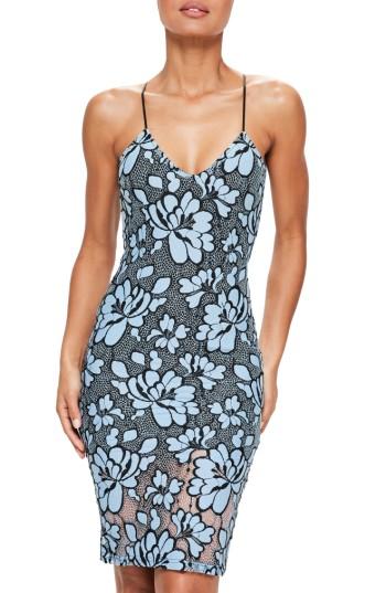 Women's Missguided Lace Body-con Dress Us / 14 Uk - Blue