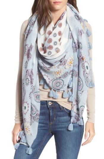 Women's Treasure & Bond Retro Medallion Tassel Scarf, Size - Blue