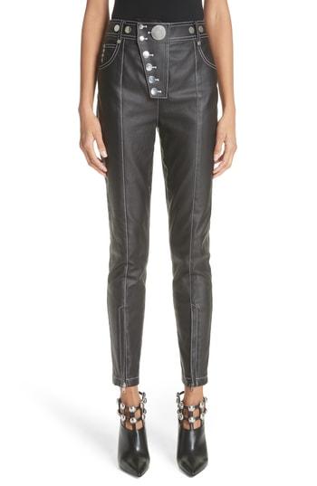 Women's Alexander Wang Skinny Lacquered Twill Pants - Black